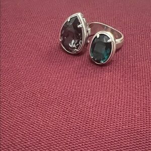 Brighton Teal and Dark Amethyst Oval Crystal Rings